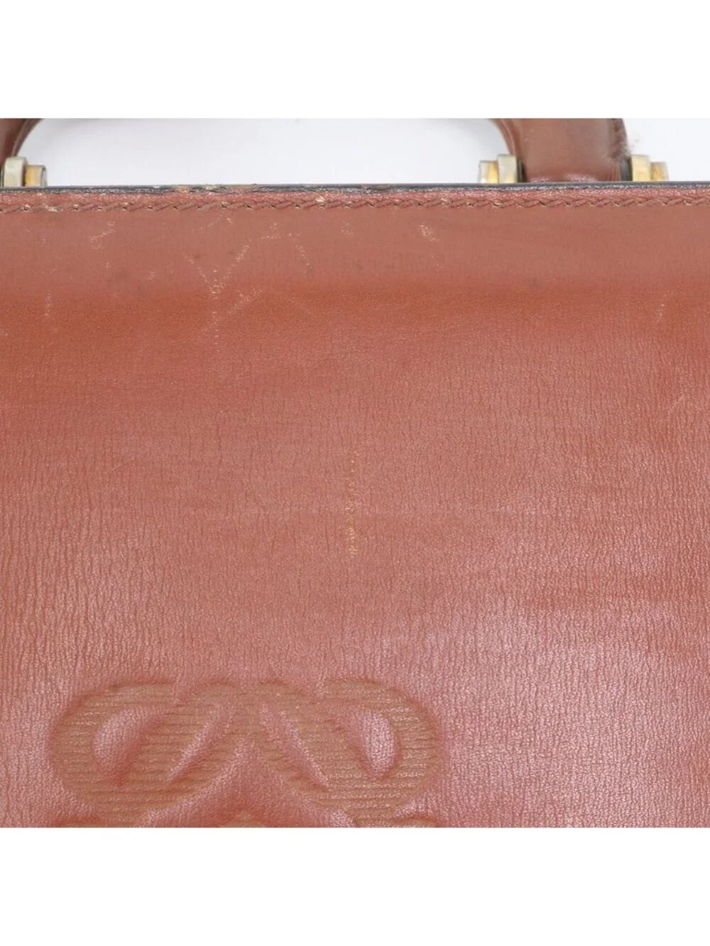 Loewe Anagram Leather Attache Case Hard Document Briefcase Brown